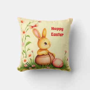 Easter Vintage Rabbit Holiday Collection Throw Pillow