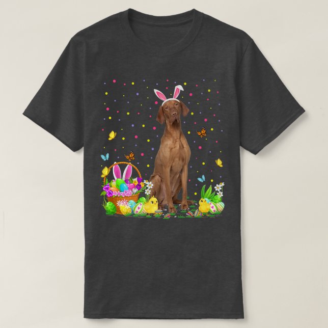 Easter Vizsla Dog Bunny Egg Hunting Vizsla Easter  T-Shirt (Design Front)