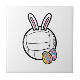 Easter Volleyball Bunny Sports Player Women Girls  Ceramic Tile