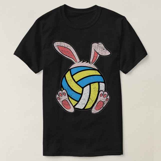 Easter Volleyball Lover Bunny Ears Ball Cute Rabbi T-Shirt (Design Front)
