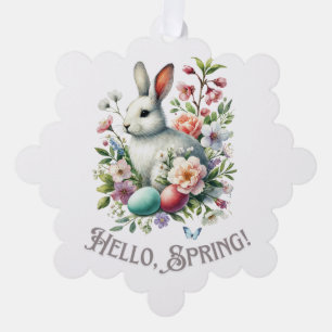 Easter Watercolor Bunny & Eggs Ornament Card