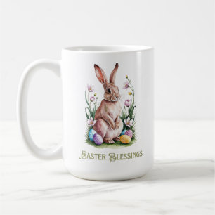 Easter Watercolor Bunny & Flowers Coffee Mug
