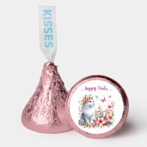 Easter Watercolor Cat Eggs and Flowers _   Hersheys Kisses