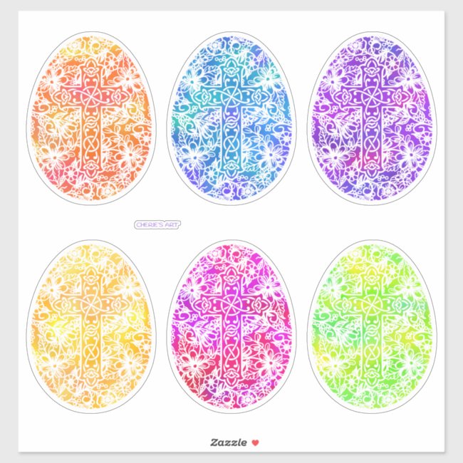 Easter Watercolor Cross Eggs 