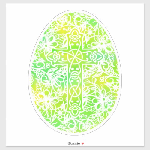 Easter Watercolor Green Cross Sticker