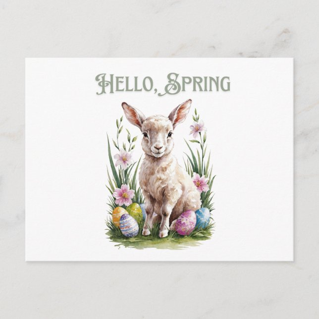 Easter Watercolor Lump, Eggs & Flowers Postcard (Front)