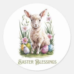 Easter Watercolor Lump & Flowers Classic Round Sticker