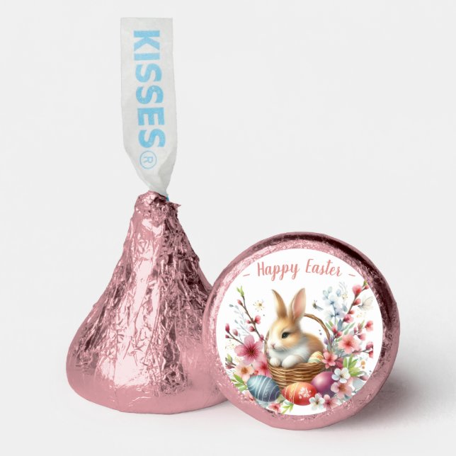 Easter Watercolor Rabbit Eggs and Flowers -   Hershey®'s Kisses® (Front)
