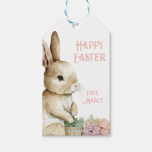 Easter Watercolor Rabbit Favor Tag Customizable