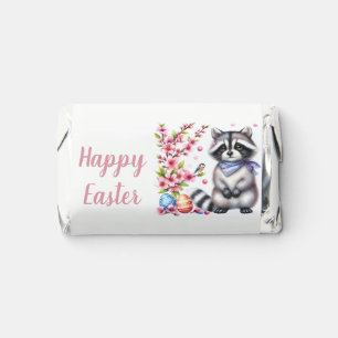 Easter Watercolor Raccoon with Flowers & Eggs Hershey's Miniatures