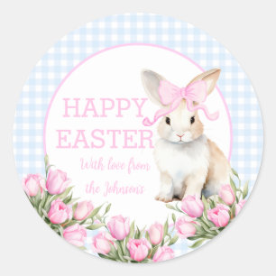 Easter watercolor tulip bunny Easter Classic Round Sticker