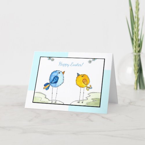 Easter Watercolor Whimsical Birds Card