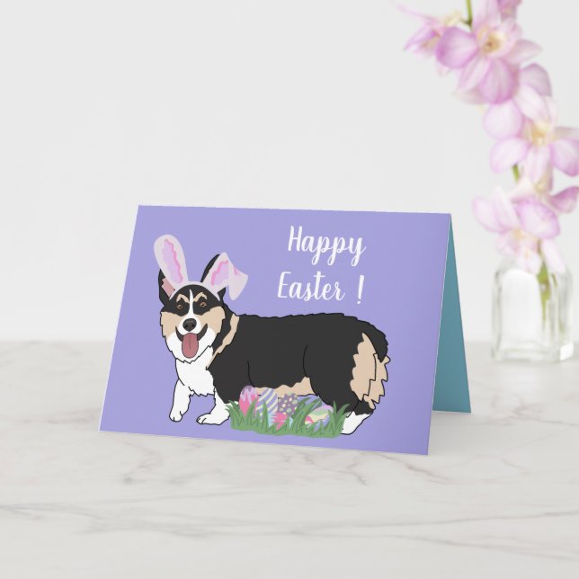 Easter Welsh Corgi Pup Card (Orchid)