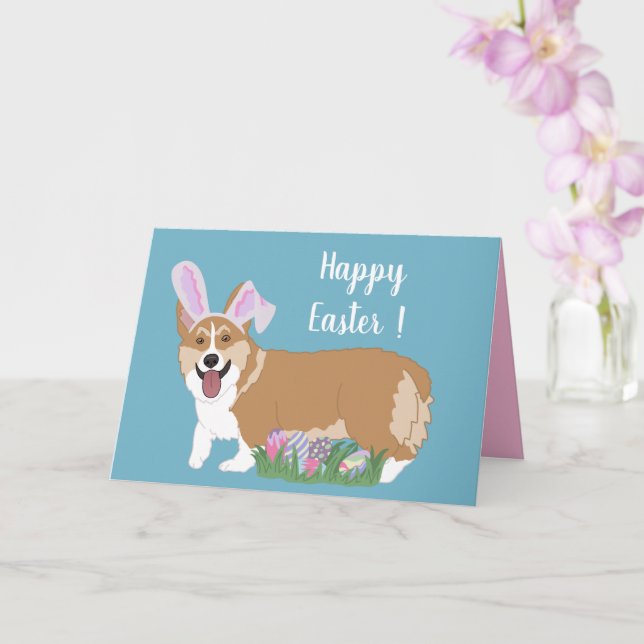 Easter Welsh Corgi Pup  Card (Orchid)
