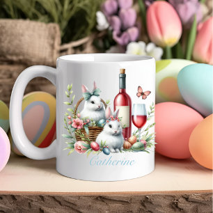 Easter Whimsical Bunnies & Wine Mug