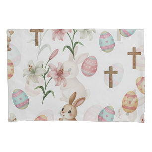 Easter Whimsy – Seamless Bunny & Lily Pattern Pillow Case