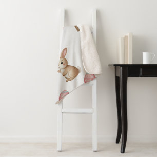 Easter Whimsy – Seamless Bunny & Lily Pattern Sherpa Blanket