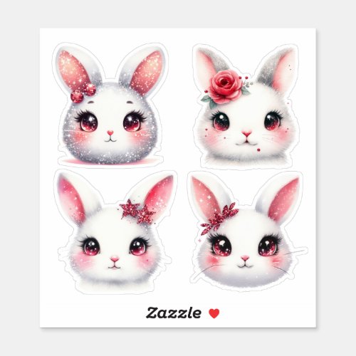 Easter White and Red Bunnies Sticker