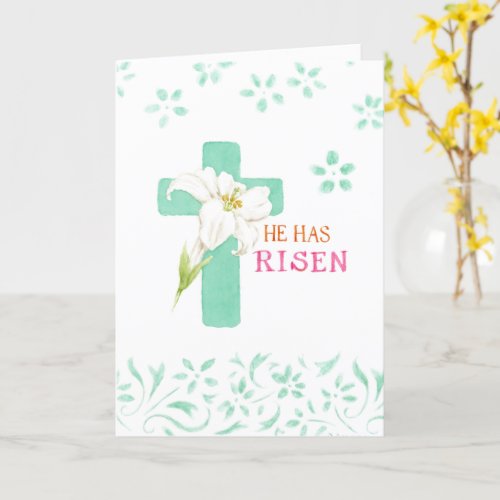 Easter White Lily Cross Scripture Comfort Peace Card