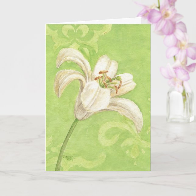 Easter White Lily Joys of Spring Greeting Card (Orchid)