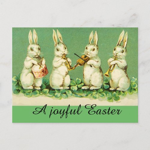 EASTER WHITE RABBIT ORCHESTRA Music Making Rabbits Holiday Postcard