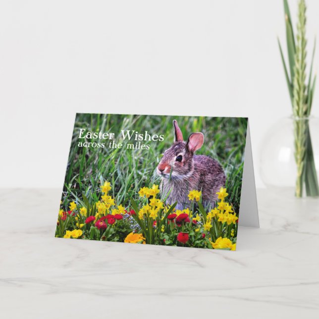 Easter Wishes Across the Miles Family Greeting  Note Card (Front)