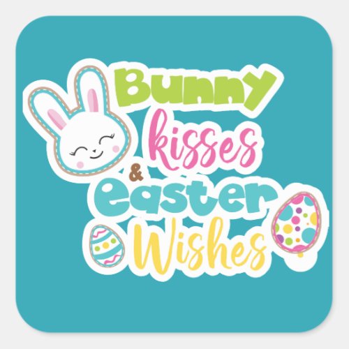 Easter wishes and bunny kisses party sticker