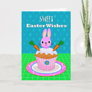 Easter Wishes for Granddaughter, Carrot Cupcake Holiday Card