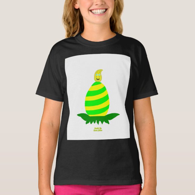 Easter Wishes Girls Black Basic T Shirt (Front)