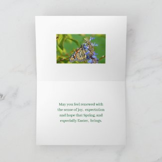 EASTER WISHES/MONARCH BUTTERFLY ON FLOWER/ CUSTIMO