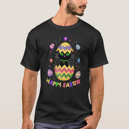 Easter Women Lucky Black Cat Bunny Easter Bonnet G T_Shirt