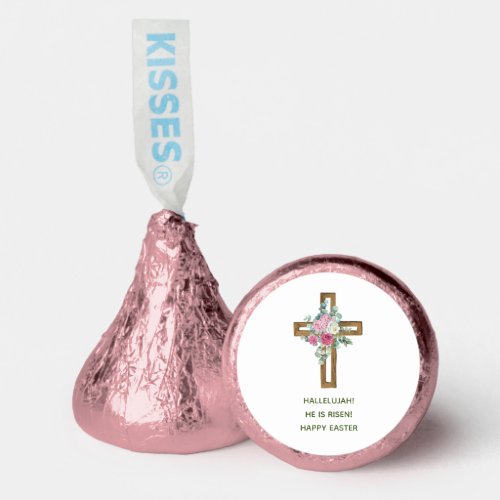 Easter Wood Cross Pink Floral He is Risen Hersheys Kisses