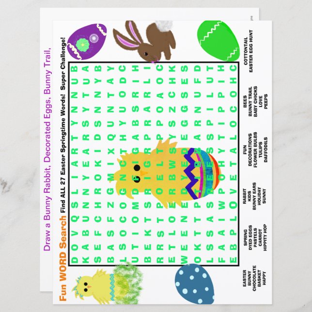 Easter Word Search REVERSIBLE Drawing Activity  (Front/Back)