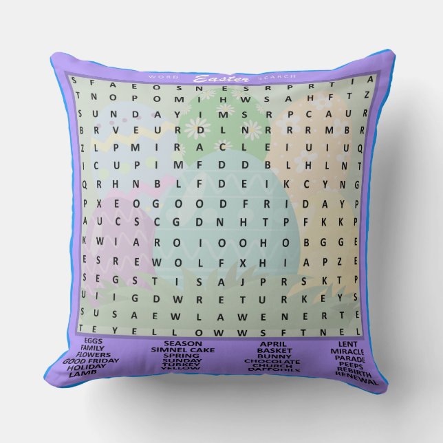 Easter Word Search Throw Pillow (Front)