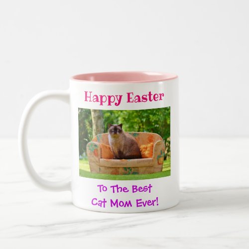 Easter Worlds Best Cat Mom Ever Pet Photo Two_Tone Coffee Mug