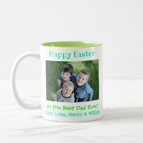 Easter Worlds Best Dad Ever Kids Photo Two_Tone Coffee Mug