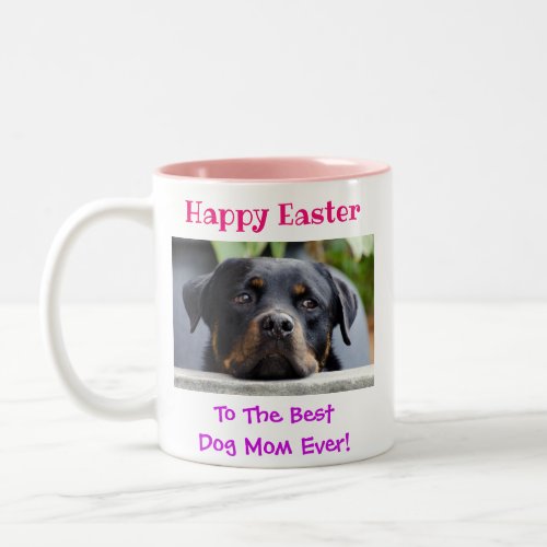 Easter Worlds Best Dog Mom Ever Pet Photo Two_Tone Coffee Mug