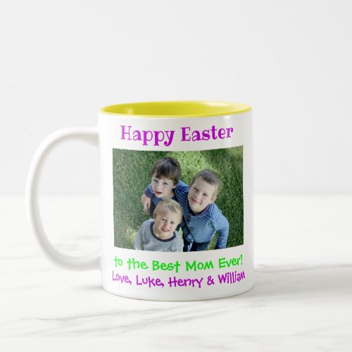 Easter Worlds Best Mom Ever Kids Photo Two_Tone Coffee Mug
