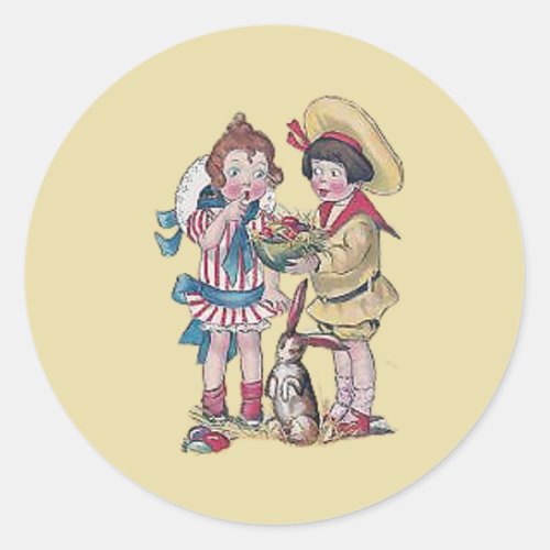 EASTER WOW VINTAGE CHILDREN 1911 CLASSIC ROUND STICKER