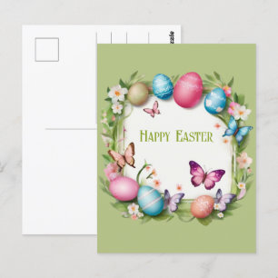 Easter wreath: Happy Easter - Postcard