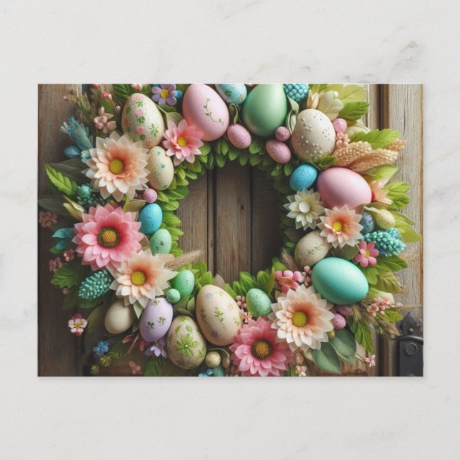 Easter wreath holiday postcard (Front)