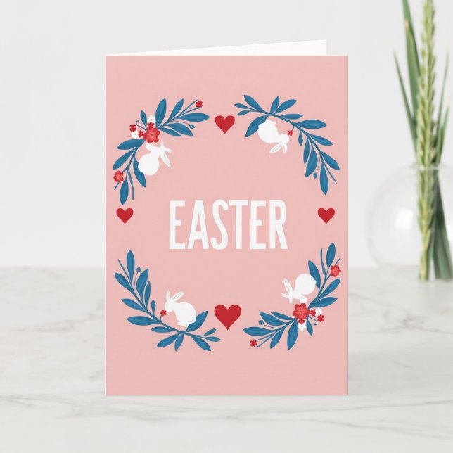 Easter Wreath Spring Celebration Card (Front)