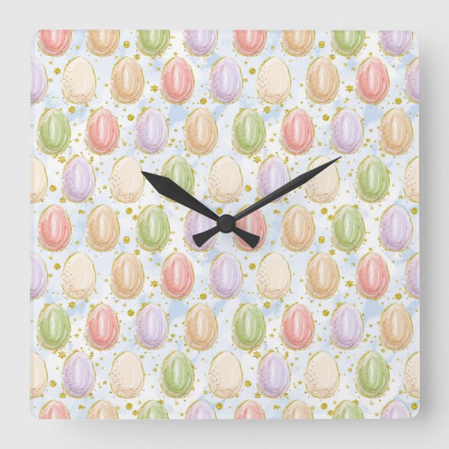 Easter Wreath Square Wall Clock (Front)