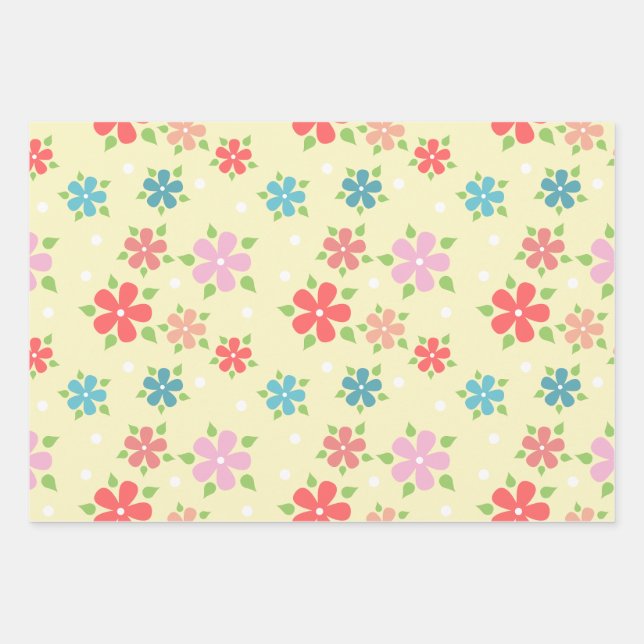 Easter Yellow Floral Wrapping Paper Sheets (Front)