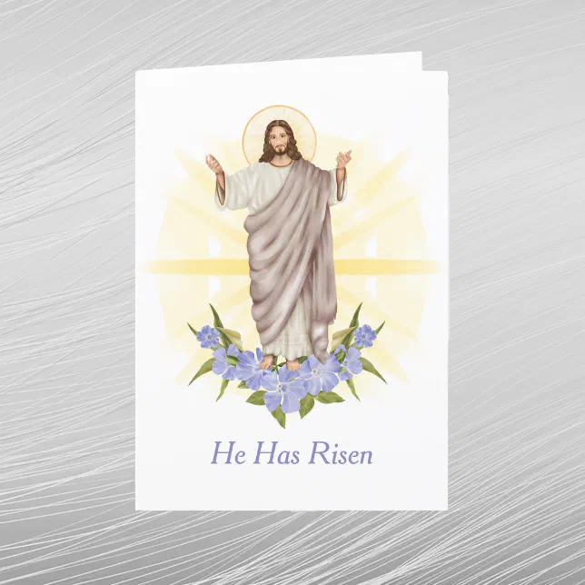 Easter Yellow Jesus Christian Floral Holiday Card | Zazzle