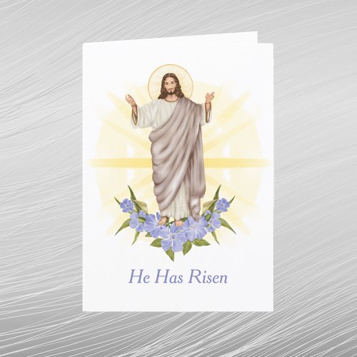 Easter Yellow Jesus Christian Floral Holiday Card