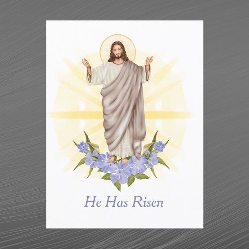 Easter Yellow Jesus Christian Floral Holiday Postcard