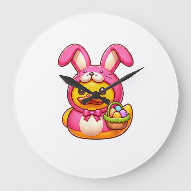 Easter Yellow Rubber Duck Cruise Ship Cruising Duc Large Clock (Front)