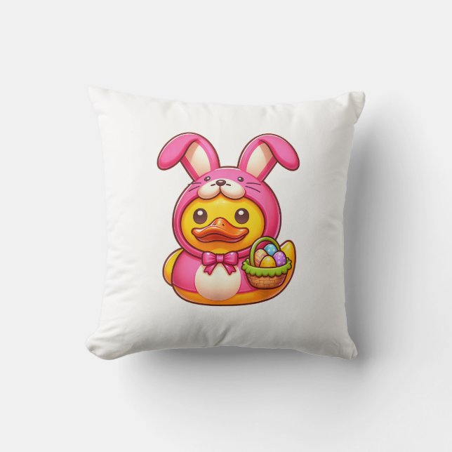 Easter Yellow Rubber Duck Cruise Ship Cruising Duc Throw Pillow (Front)