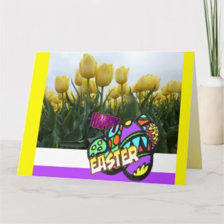 Easter Yellow Tulips Design Folded Greeting Card